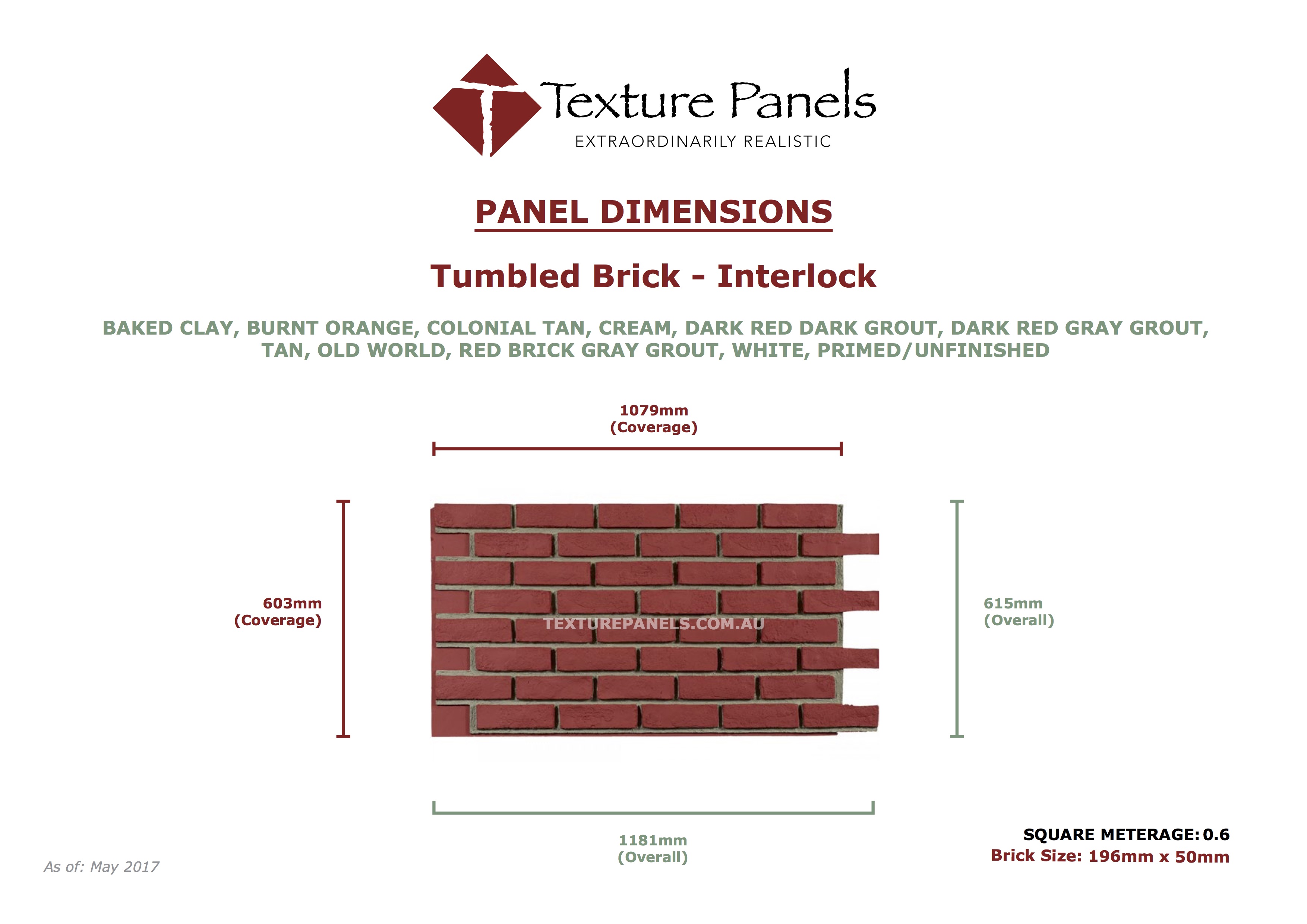 Tumbled Brick Interlock - Dimensions